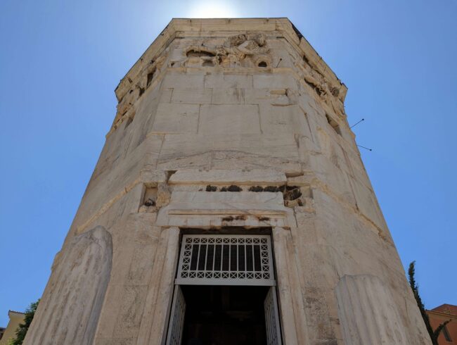 Ancient,Greek,Marble,Tower,Of,The,Winds,At,The,Roman