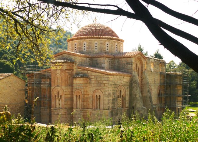 Dafni,Monastery,,A,Masterpiece,Of,Middle,Byzantine,Architecture,Located,In