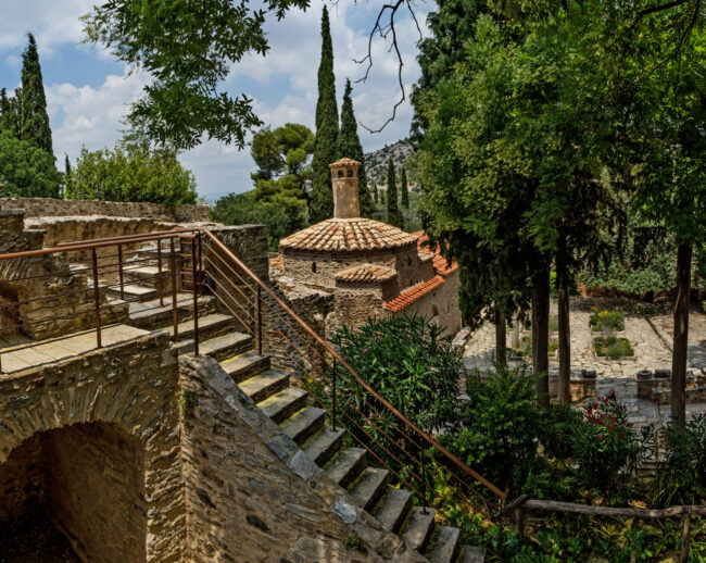 Kaisariani,,Byzantine,Monastery,At,Hymettus,Mountain,,Near,Athens,,Greece.,World
